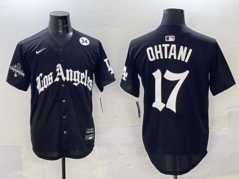 Men Los Angeles Dodgers 17 Ohtani Black Five generations Joint Name 2025 Nike MLB Jersey style 40